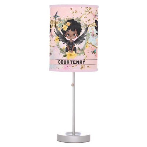 Personalized Name Magical Woodland Fairy Dragonfly Table Lamp