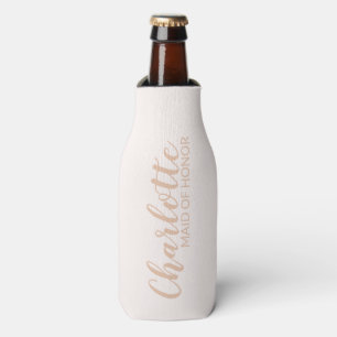 Personalized Name Maid of Honor Blush Pink Script Bottle Cooler