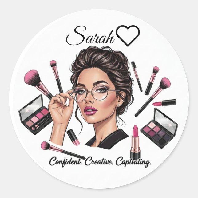 Personalized Name Makeup Artist Sticker - Elegant  (Front)