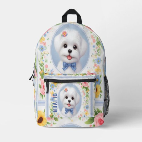 Personalized Name Maltese Puppy Maltese Serenity Printed Backpack