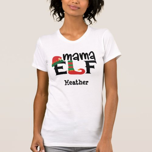 Personalized Name Mama Elf Christmas T_Shirt