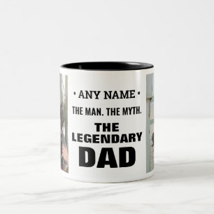 Personalized Name Man Myth Legendary Dad Photo Two-Tone Coffee Mug