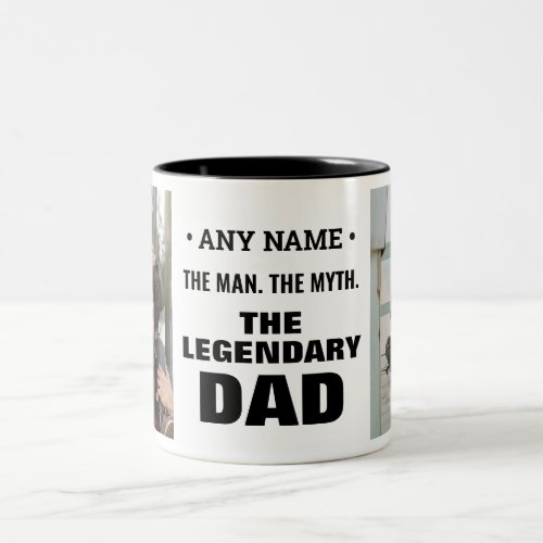 Personalized Name Man Myth Legendary Dad Photo Two_Tone Coffee Mug