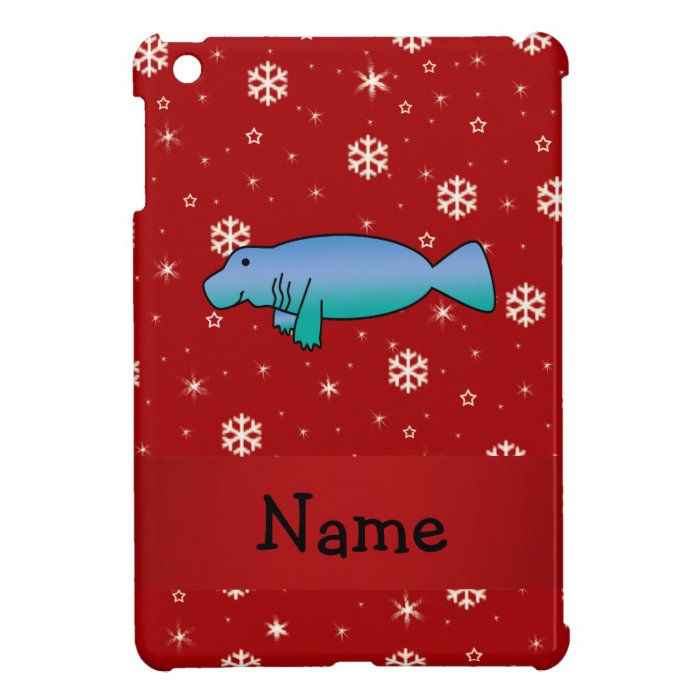 Personalized name manatee red snowflakes case for the iPad mini