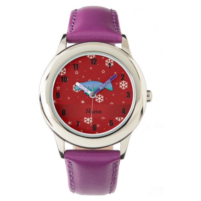 Personalized name manatee red snowflakes watch (Front)