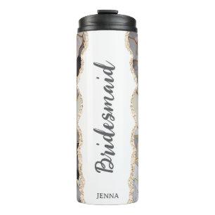 Personalized Name Marble Bridesmaid Thermal Tumbler