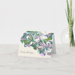 Personalized Name Marble Swirl Purple Green Note Card