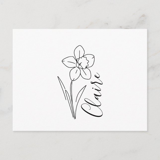 Personalized name March daffodil Birth Flower Holiday Postcard (Front)