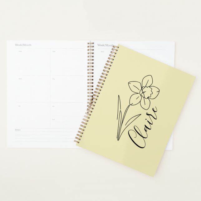 Personalized name March daffodil Birth Flower Planner (Display)