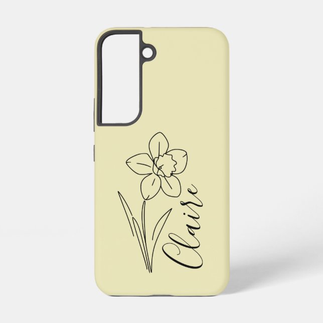 Personalized name March daffodil Birth Flower Samsung Galaxy Case (Back)