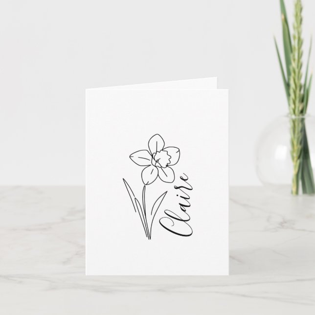 Personalized name March daffodil Birth Flower Thank You Card (Front)