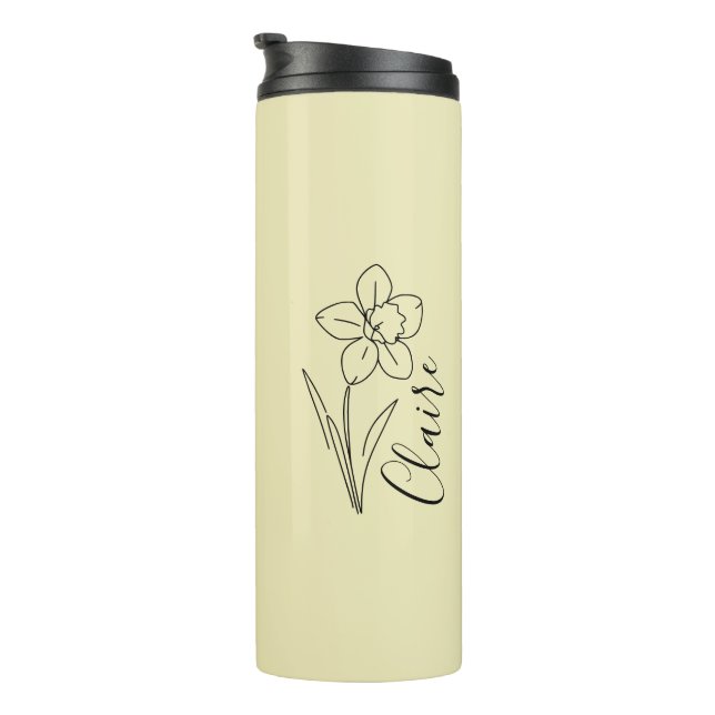 Personalized name March daffodil Birth Flower Thermal Tumbler (Rotated Right)