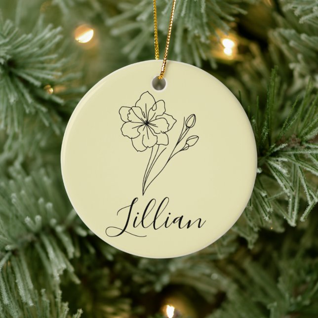 Personalized name March jonquil Birth Flower Ceramic Ornament (Tree)