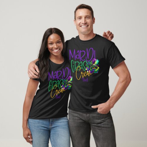 Personalized Name Mardi Gras Crew  T_Shirt