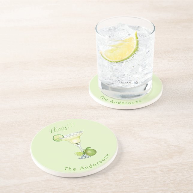 Personalized Name Margarita Cheers Coaster (Side)