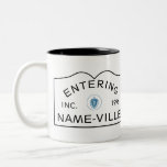 PERSONALIZED Name Massachusetts Town Sign Two-Tone Coffee Mug