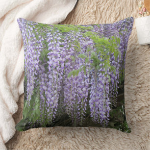 Personalized Name Mauve Purple Wisteria Flowers Throw Pillow