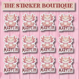 Personalized Name Meditating Axolotl Sticker Pack