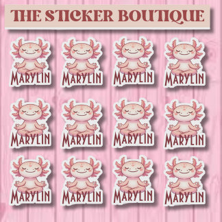 Personalized Name Meditating Axolotl Sticker Pack