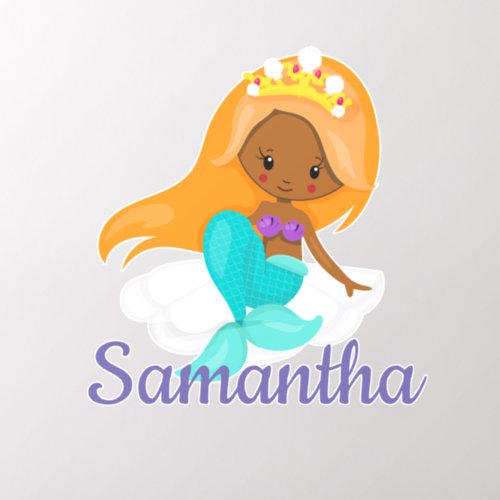 Personalized Name Mermaid African American Wall Decal