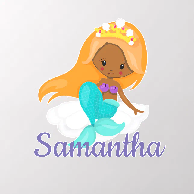 Personalized Name Mermaid African American Wall Decal | Zazzle