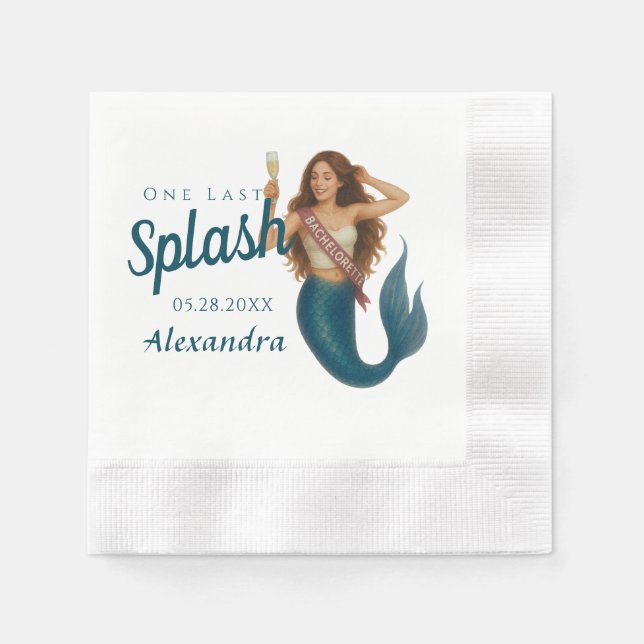 Personalized Name Mermaid Bachelorette Napkins (Front)