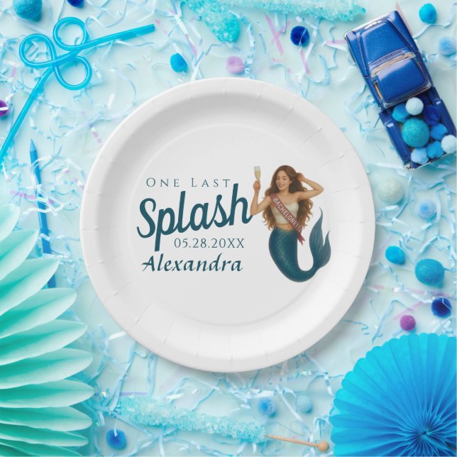 Personalized Name Mermaid Bachelorette Paper Plates (Party)