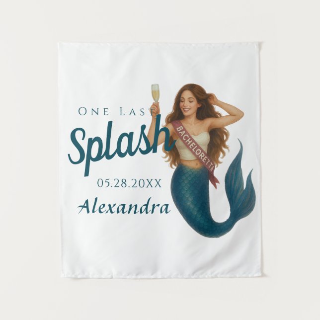 Personalized Name Mermaid Bachelorette Tapestry (Front)