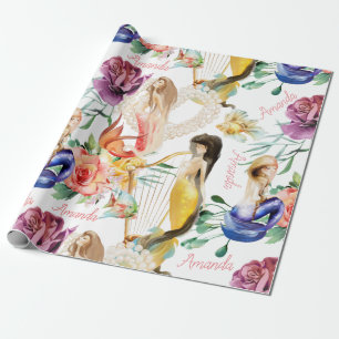 Personalized Name Mermaid Lover Pretty Wrapping Paper