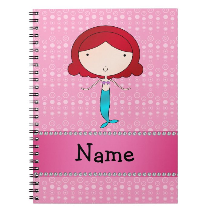 Personalized name mermaid pink bubbles journal