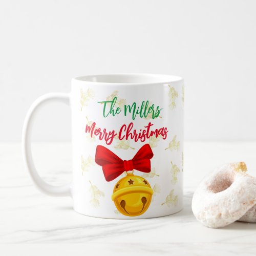 Personalized Name Merry Christmas Bell coffee mug 