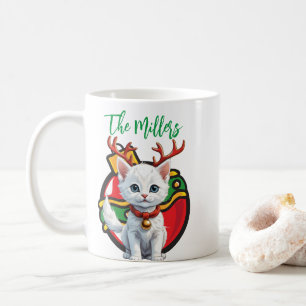 Personalized Name Merry Christmas Cat coffee mug