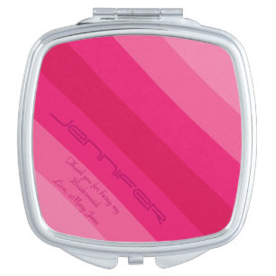 Personalized Name, Message Bridesmaid Pink Stripe Makeup Mirror