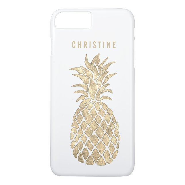personalized name metallic effect pineapple Case-Mate iPhone case (Back)