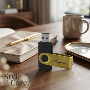 Personalized Name Metallic Gold Stylish Flash Drive