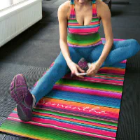 Personalized Name Mexican Serape Blanket Colorful Yoga Mat