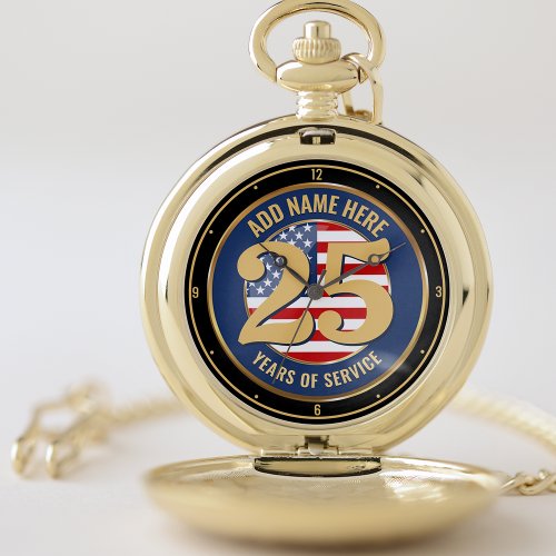 Personalized NAME Military or Police Retirement  Pocket Watch