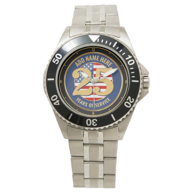 Personalized NAME Military or Police Retirement  Watch (Front)