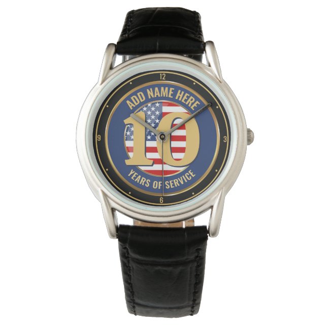 Personalized NAME Military or Police Retirement  Watch (Front)