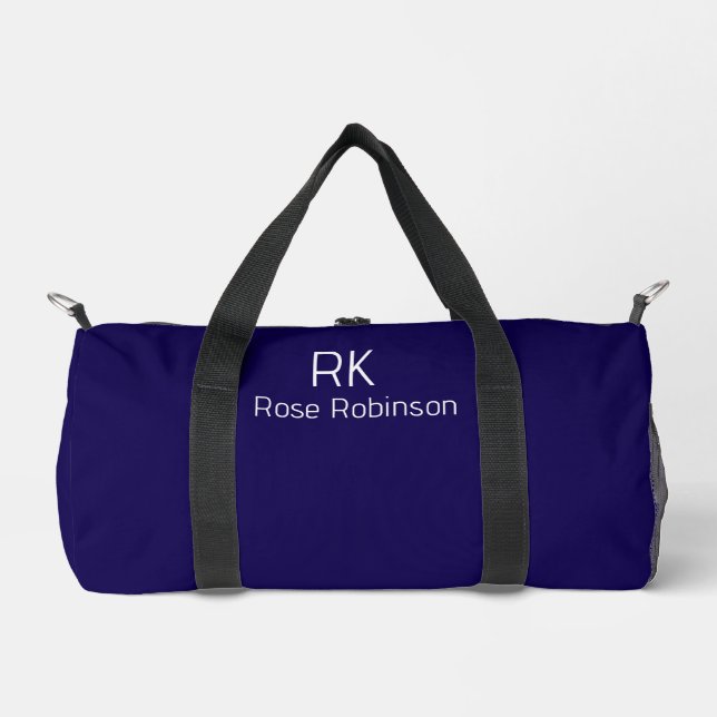 Personalized Name Minimal Classic Elegant Blue. Duffle Bag (Front)
