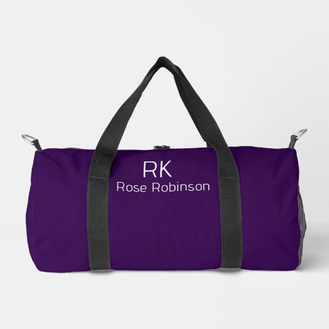 Personalized Name Minimal Classic Elegant Purple Duffle Bag (Front)