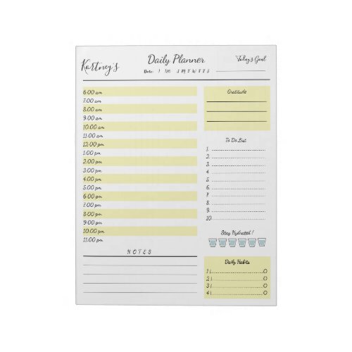 Personalized Name minimal daily planner Notepad