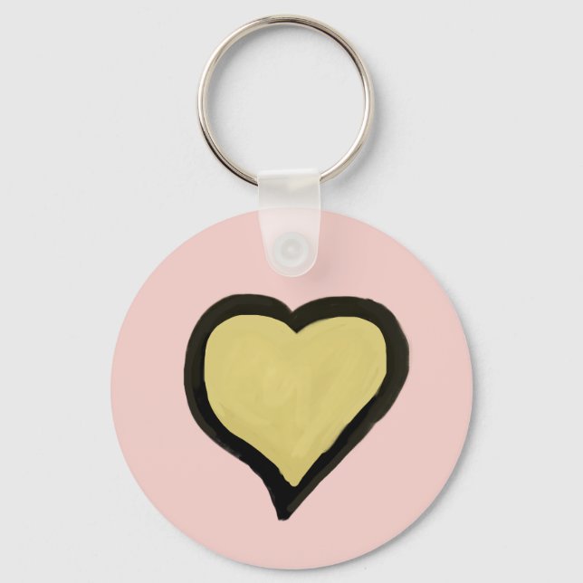 Personalized Name Minimal Heart Black & Pink Keychain (Back)