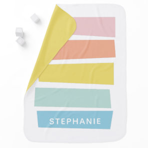 Personalized Name Minimalist Nursery Pastel Stripe Baby Blanket