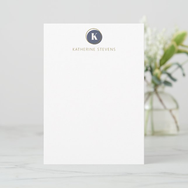 Personalized Name Minimalist Professional Monogram Note Card (Standing Front)