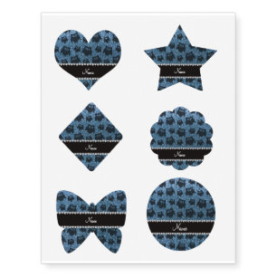 Personalized name misty blue glitter owls temporary tattoos