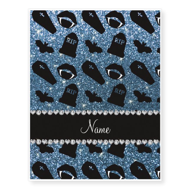 Personalized name misty blue glitter vampire temporary tattoos (Front)