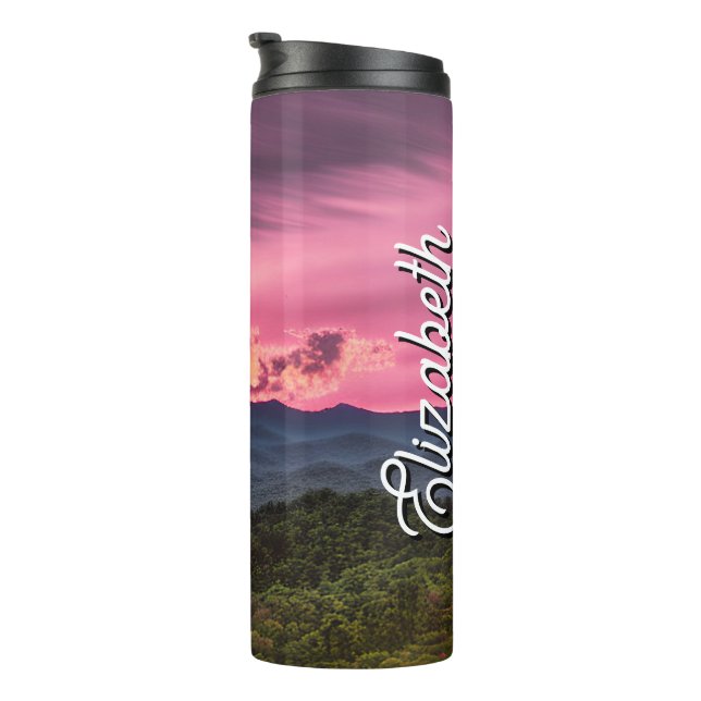 Personalized Name Misty mountaintop Thermal Tumbler (Rotated Right)