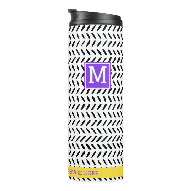 Personalized Name Modern Black & White Whimsical Thermal Tumbler (Rotated Right)