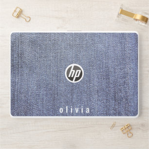 Personalized Name Modern Blue Jeans HP Laptop Skin
